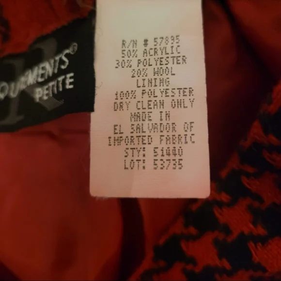 Vtg Requirements Sz 10P Below Knee  Wool Blend Straight Skirt Red Black … - Picture 7 of 7